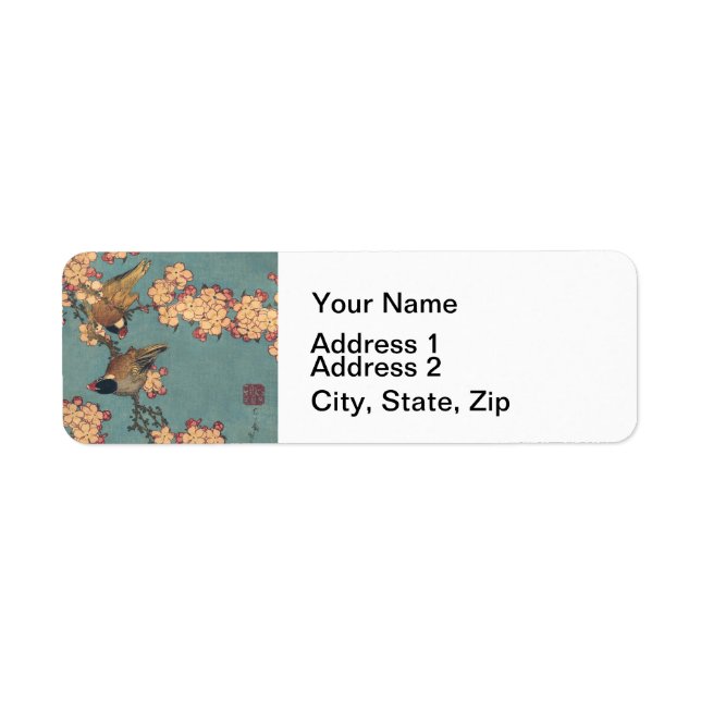 Birds Flowers Hokusai Japanese Art Return Address Label (Front)