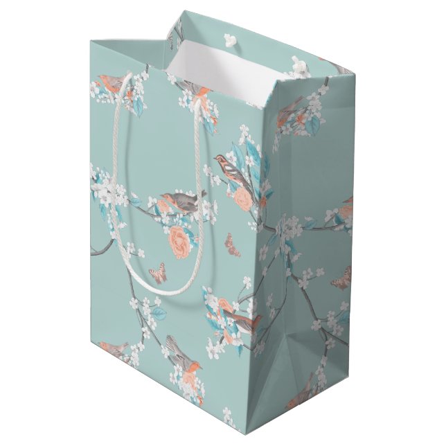 Birds & Flowers Medium Gift Bag (Back Angled)