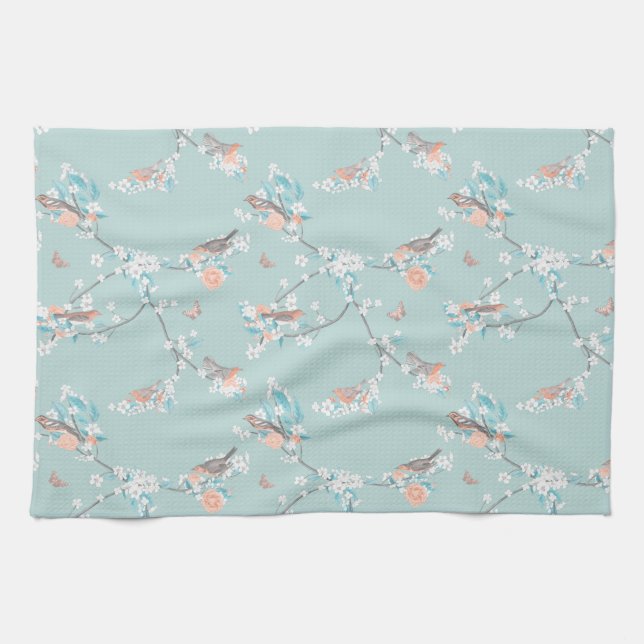Birds & Flowers Tea Towel (Horizontal)