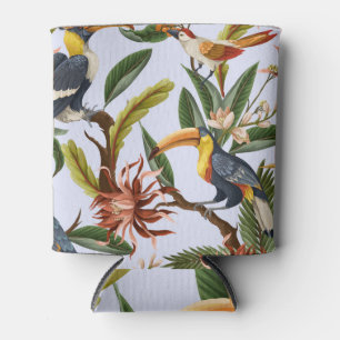 Birds & Flowers: Tropical Vintage Pattern. Can Cooler