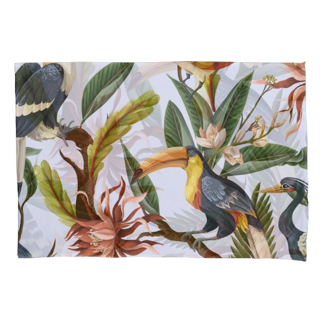 Birds & Flowers: Tropical Vintage Pattern. Pillowcase (Front)