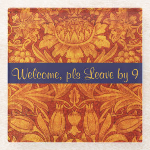 Birds & Flowers Welcome, Pls Leave by 9 Glass Coaster