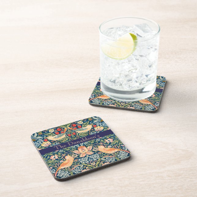 Birds & Flowers Wm Morris Add a Name  Coaster (Right Side)