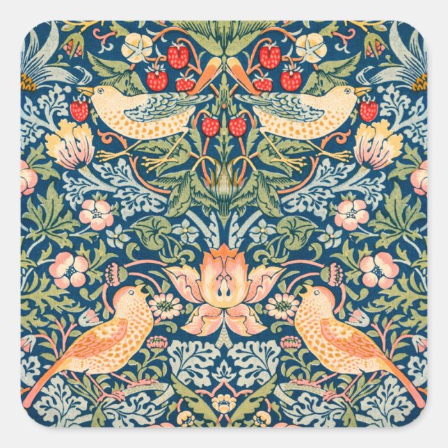 Birds & Flowers Wm Morris  Square Sticker (Front)