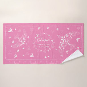 Birds fly. Birth Memory_Pink3 Bath Towel