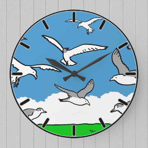 Birds Flying High Large Clock