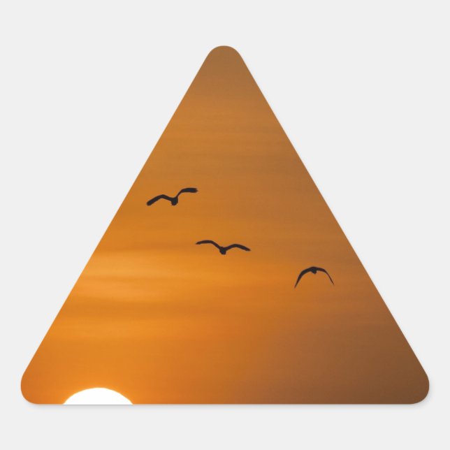 Birds flying in sunset triangle sticker (Front)