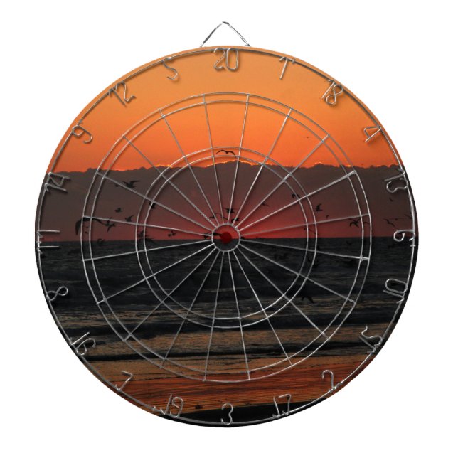 Birds Flying Over Ocean Photograph Dartboard (Front)