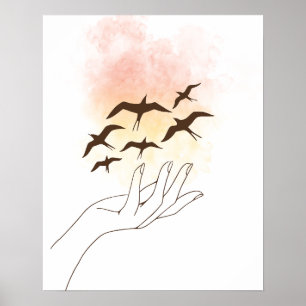 Birds flying poster