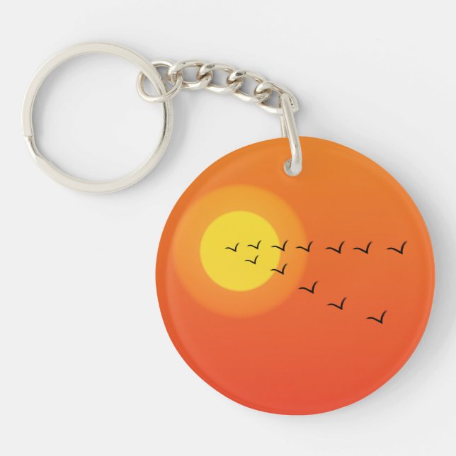 Birds flying to the sun key ring (Front)