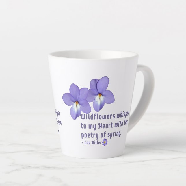 Bird's Foot Violets Wildflowers Quote Latte Mug (Right Angle)
