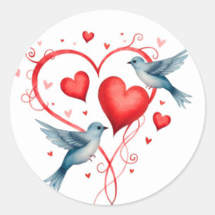 Birds for Valentine's Day Classic Round Sticker