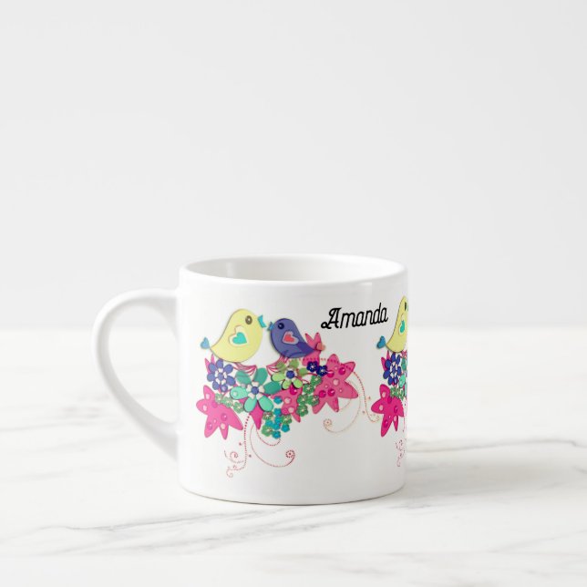 Birds, glass espresso cup (Left)