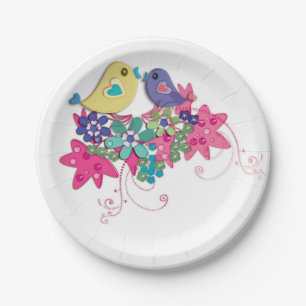 Birds, glass paper plate