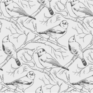Birds hand drawn black & white pattern Modern