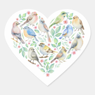 Birds Heart Sticker
