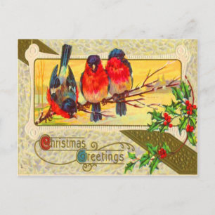 Birds & Holly Postcard