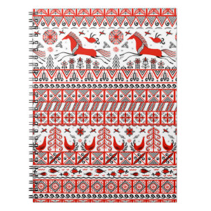 Birds,horses,spruce-symbols of prosperity and good notebook