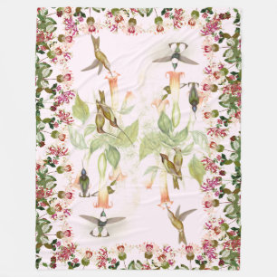 Birds Hummingbirds Animals Floral Fleece Blanket