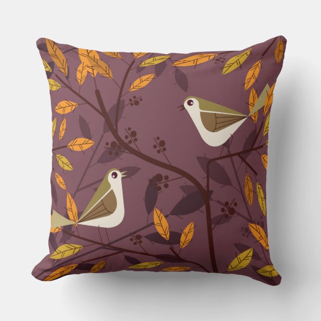 Birds Illustration Square Pillow (Front)