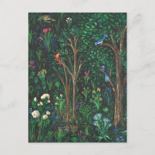 "Birds in a Mediaeval Forest." (Pond Detail) Postcard