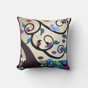 Birds in a tree - art nouveau cushion