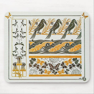 Birds in Art Nouveau by Maurice Verneuil Mouse Pad