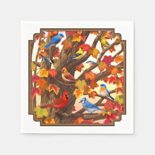 Birds in Autumn Maple Tree Napkin