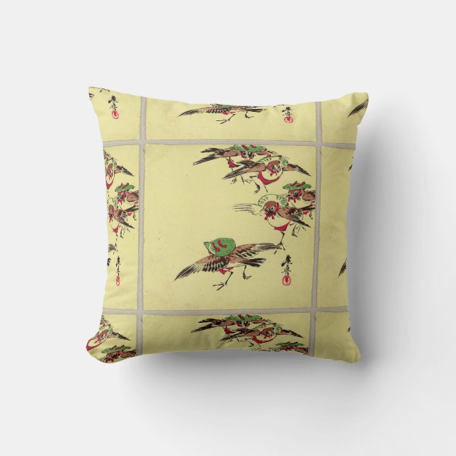 Birds in Festival Throw Cushion (Front)