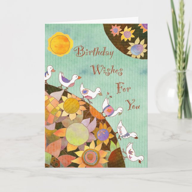 Birds in Flower Land: Birthday Card (Front)