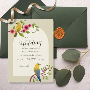 Birds in Flowers Wedding Invitation