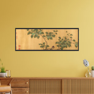 Birds in Fruit Tree Chinese silk painting repro Canvas Print