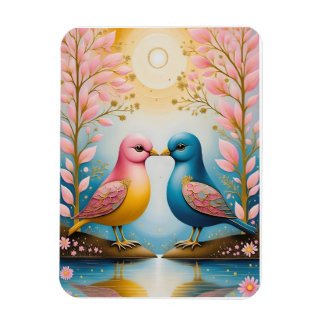Birds in Love Amidst Blossoms Magnet