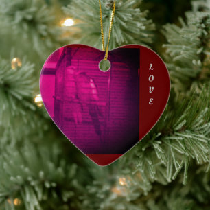 Birds in Love Christmas Heart Ornament