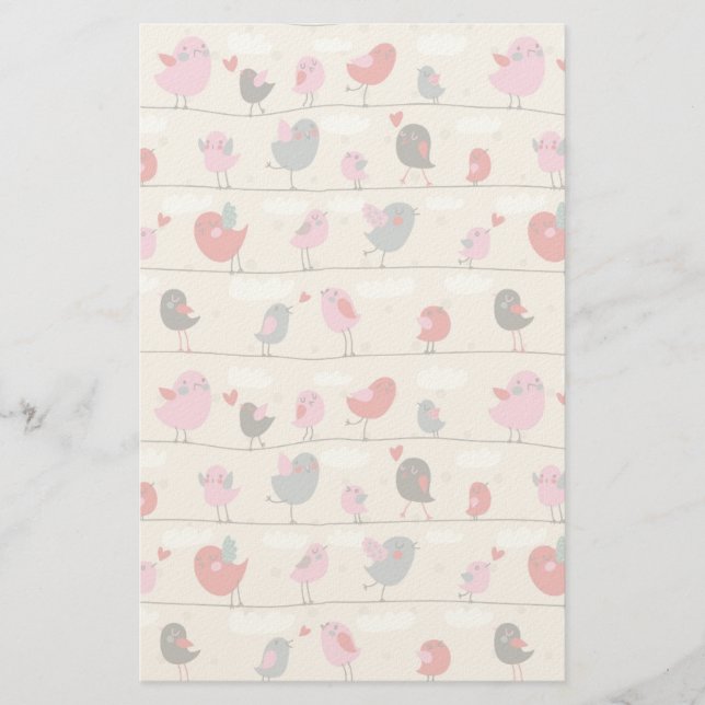 Birds in Love Stationery (Front)