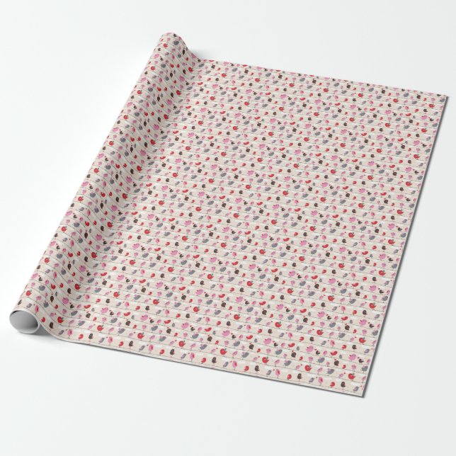 Birds in Love Wrapping Paper (Unrolled)