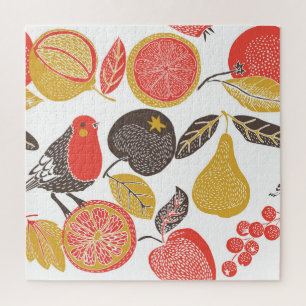 Birds in Lush Fruit Garden Jigsaw Puzzle