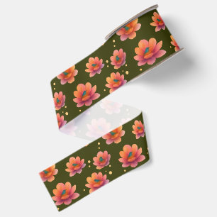Birds in Magnolias with Dark Olive background, Grosgrain Ribbon