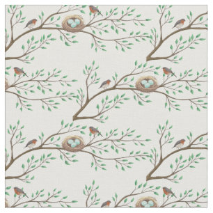 Birds in Nest Spring Woodland Cute Baby Nursery Fabric