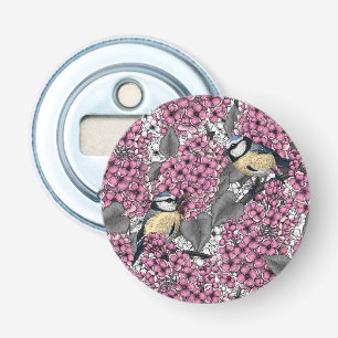 Birds in pink lilac garden bottle opener