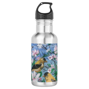 Birds in the backyard yellow finch hand painted ar 532 ml water bottle