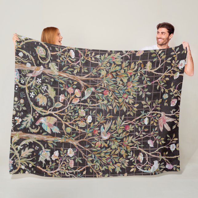 Birds in The Flower Garden, William Morris Fleece Blanket (In Situ)