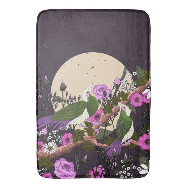 Birds In the Flowers Bath Mat (Front Vertical)