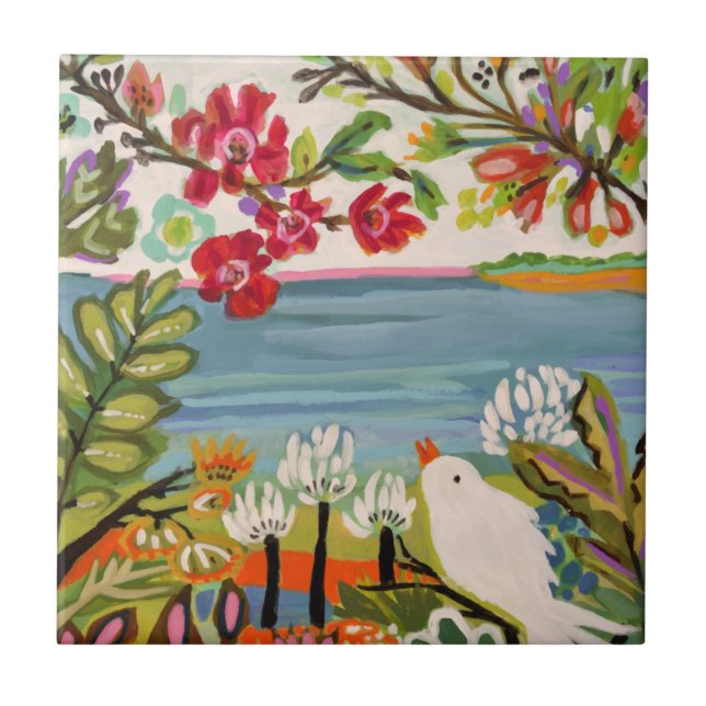 Birds in the Garden Ceramic Tile (Front)