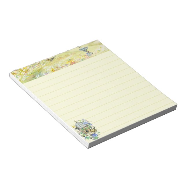 Birds in the garden notepad (Angled)