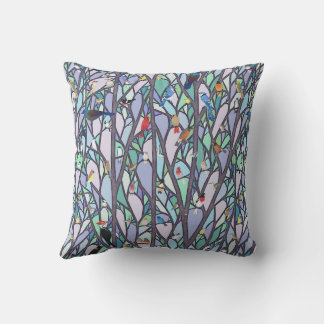 birds in the stained glass tree cushion