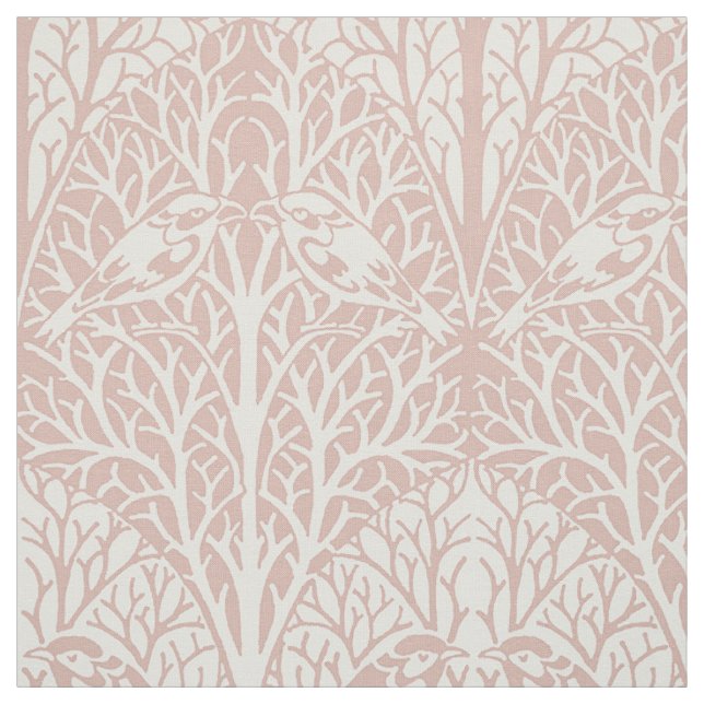 Birds in Thicket, Soft Blush Fabric (Swatch)