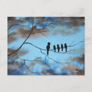 Birds In Tree In Sky Mother's Day Abstract Art Postcard