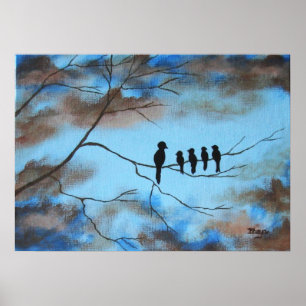 Birds In Tree In Sky Mother's Day Abstract Art Poster