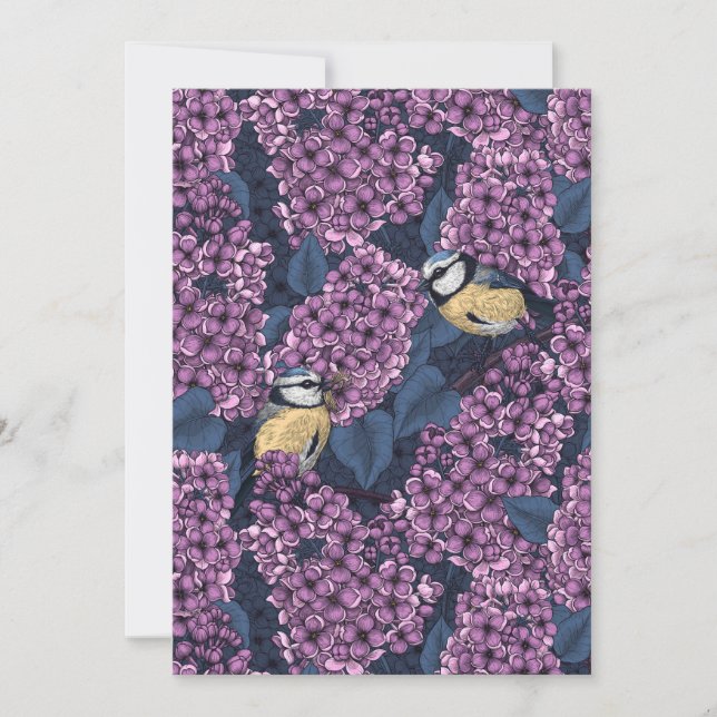 Birds in violet lilac garden (Front)